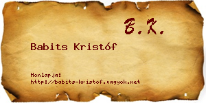 Babits Kristóf névjegykártya